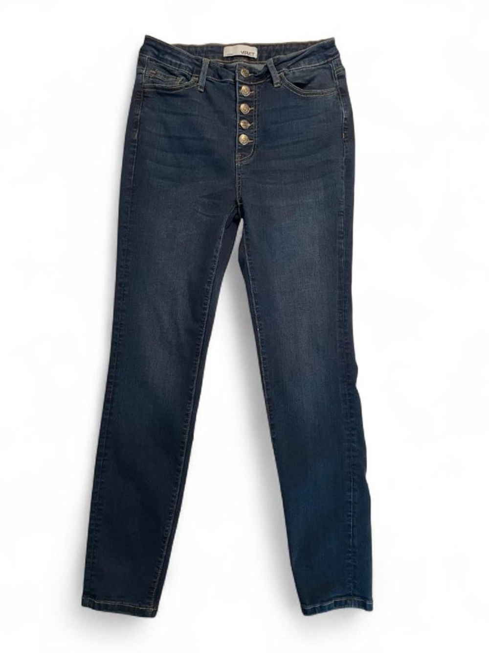 High-Rise Dark Indigo Button-Fly Skinny Jeans